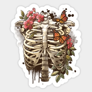 Spring skeleton watercolor Sticker